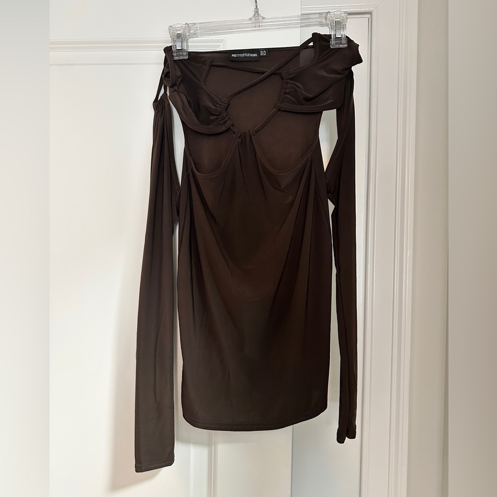 Sleeveless Brown Mini Dress